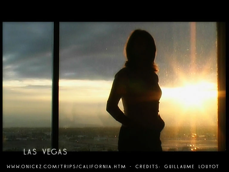 Silhouette beside a window at sunset in Las Vegas