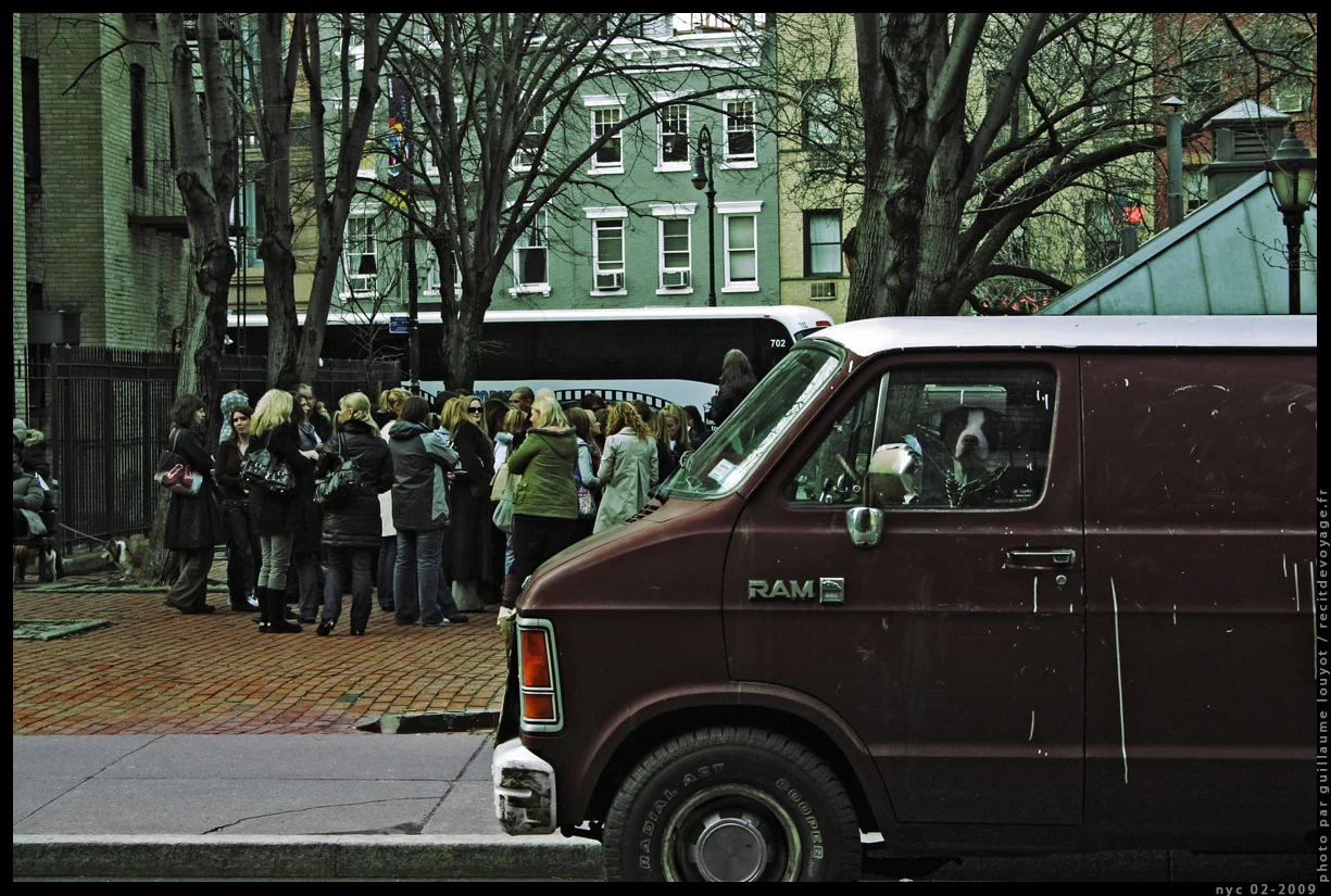 Street scene with a van in Greenwich Village