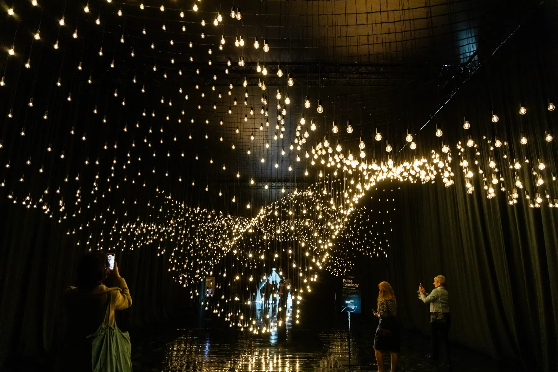 Installation lumineuse photographiée au Grand Palais